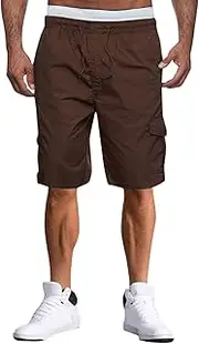[Generic] Mens Cargo Shorts Drawstring Elastic Waist Pants Stretch Lightweight Work Shorts 2025 Casual Summer Hiking Pants, Brown-b, Large