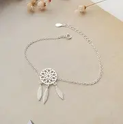 [HEYONA] Women Jewelry 925 Silver Sterling Bracelet Fashion Cuff Bangle Chain Bracelets,Adjustable Bracelet Catcher Pendant Friendship Bracelets Gift S925 Silver Jewellery for Women Girlfriend Wife