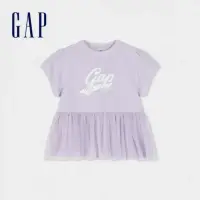 在飛比找momo購物網優惠-【GAP】女童裝 Logo純棉印花圓領短袖T恤-紫色(890