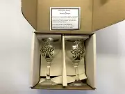 Celtic Trinity G Symbol Knot Crystal Wine Glasses Set 2 Green Gold NEW