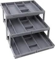Drawer Organizer, Multi Level Collapsible Drawer Organizer with Adjustable Compartments, Expandable Desk Organizer Trays for Jewelry, Makeup, Silverware Storage Organizer (3