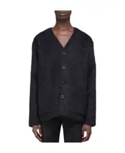 Black button-down cardigan coat 46,48,50,52