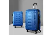 2pc Wanderlite Luggage Trolley Travel Suitcase Set TSA Hard Case Lightweight Blue