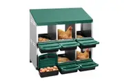 2 Layer 6 Hole Chicken Nesting Box Roll Away Hen Laying Boxes House Chook Nest Coop Perch Roost Poultry Egg Brooder Galvanised Metal Plastic Vents Lid