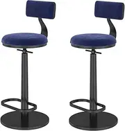 Set of 2 Swivel Bar Stool, Adjustable Seat in Velvet in Height, Upholstered Chair with Backrest, Black Metal Frame, Suitable for Kitchen Island, Home, Bistro, Kitchen Counter, Breakfast Bench 65-80cm