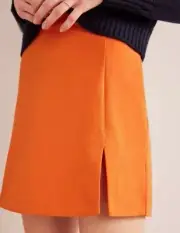 BODEN Side Split Jersey Skirt in Orange (fm134-7)