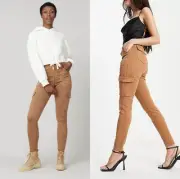 Spanx Stretch Twill Ankle Cargo Pants In Honey Glow Size Medium Petite $128 NWT