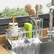 Cisily Sink Caddy Sponge Holder for Kitchen Sink, 304 Stainless Steel Silver