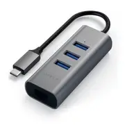 SATECHI Aluminum 2-in-1 3 Port USB Hub & Ethernet 3x USB-C USB3.0 - 1x Ethernet Port [ST-TC2N1USB31AM]