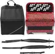 62 Keys Accordion, 60 Bass Button Accordion Kids Educational Musical Instrument with Straps Red for Kids Educational Early Childhood Development