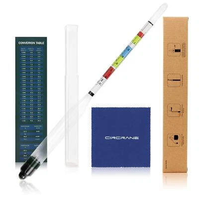 Circrane Triple Scale Hydrometer Alcohol Hydrometer for Brew Beer Wine Mead a...