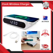 Digital Alarm Clock Table Desk Bedside LED Clock With Wireless Charger AU.