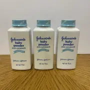 VTG New Old Stock 1985 Johnson's Baby Powder Pure Cornstarch 4oz Bottle LOT OF 3