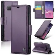 CaseMe Samsung Galaxy S10 4G Folio Wallet Case Cover Side Closure G973 [Purple]