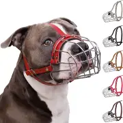 Pitbull Dog Muzzle Breathable Metal Basket for Large Dogs Amstaff Red