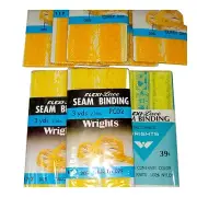 Vtg Wrights Seam Binding Flexi Lace Lot of 8 Sealed 3 yd. Packs Yellow 079 Curry