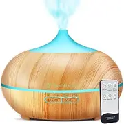 Sunfuny Essential Oil Diffuser, 550ml Aromatherapy Diffuser with Remote Control, Ultrasonic Aroma Diffuser Cool Mist Humidifier Fragrance Vaporizer with 8 Color LED Light, Mom’s Gift(Light Wood Grain)