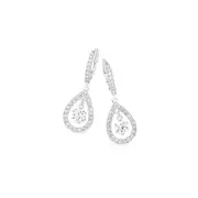 Silver 6 Claw Cz In Open Cz Pear Drop Earrings in Clear