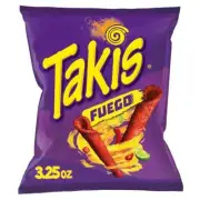 Takis Fuego Rolled Tortilla Chips, Hot Chili Pepper & Lime 3.25 oz (Pack of 20)