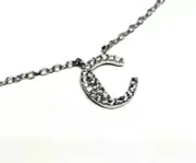NWT Nordstrom Rack Sterling Silver CZ "C" Initial Lower Case Chain Necklace