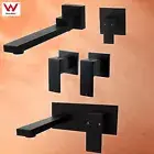 ACA Square Black Swivel Bath Water Spout Hot Cold Basin Mixer Tap Brass Vanity