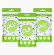 PUR Xylitol Chewing Gum COOLMINT (55 Pieces, 3 Pack) Sugarless Vegan Pure