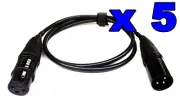 From OZ Quality 5PC 1M DMX Lead 512 Lighting Wire Cable Laser Lighting Black +FP