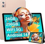 [SUAAT] 11 Inch Tablet 2025 New Android 14 Tablet 24GB RAM 256GB ROM (1TB Expandable), Octa-Core, 5G+2.4G WiFi, Widevine L1, 13MP+5MP, Bluetooth 5.0, 8000mAh Touch Tablet with Case