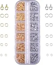 600x Jump Rings and Lobster Clasps for DIY Jewelry Making, Metal Split Hooks for Necklace, Bracelet, and Earring Crafting Supplies - Gold and Silver