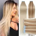 AU CLEARANCE Tape In Russian Remy Human Hair Extensions Skin Weft Blonde THICK I