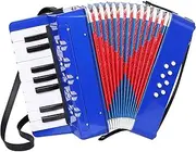 LIEKE Kids Accordion 17 Piano Keys 8 Bass Button Mini Accordian Musical Instrument Gift (Blue)