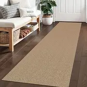 Ivissy Braided Runner Rug 2x6 Ft Washable Runners for Hallways Non Slip Kitchen Runner Rug Cotton Entryway Runner Indoor, Woven Floor Carpet for Hall Kitchen Bedroom, Orange/Tan/Brown