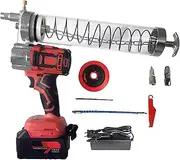 Automatic Grease Gun, with 2 Rechargeable Battery, Electric Grease Gun, 2.5 Oz/min 12000 Psi, 600Cc Load, 33Ft Spring Flex Hose, 15.7” High Pressure Long Hose, High Pressure Oil Outlet, for Industrial