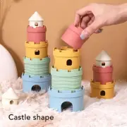 Castle Stacking Toy Silicone Soft Teether Educational Baby Teething Toy Gift