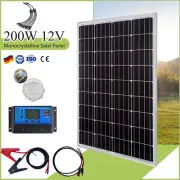 12V 200W Fixed Solar Panel Kit Mono Generator Caravan Camping Charger Power Bank