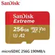 Sandisk Extreme microSD UHS-I 256G 190MB/s 記憶卡 增你強公司貨