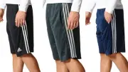 NEW adidas Mens Big & Tall Climalite Shorts 3 Stripe Black/Gray/Navy