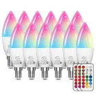 E12 LED Bulb Color Changing Candelabra Light Bulb with Remote Control, 50W In...