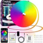 6m/19.7ft Bluetooth LED Neon Rope Lights, Cozylady Waterproof RGB Neon Light APP & Remote Control Music Sync Color Changing, 24V Flexible DIY Silicone Light for Party Balcony Indoor Outdoor Decor