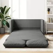 2-in-1 Floor Sofa Bed, Dark Grey 112x174x55 cm, Convertible Futon Sofa Bed with Fabric Upholstery, Comfy Small Couch for Living Room or Bedroom