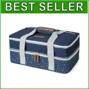 Navy Thermal Food Transport Carrier with Removable Trivet - Elegant & Functional