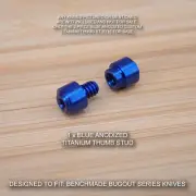 Benchmade 535 BUGOUT Knife 2 PC Custom Titanium Thumb Stud Set Anodized BLUE