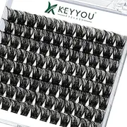 Lash Clusters 96pcs Individual Lashes D Curl 14mm Eyelash Clusters KEYYOU Volume Wispy Lash Extension Soft&Comfortable Easy DIY at Home(Y01 D-14mm)