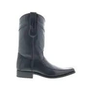 Los Altos Square Toe Teju Lizard Mens Black Wide Cowboy Western Boots