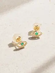 [Melissa Joy Manning] Melissa Joy Manning - Wink 14-karat Recycled Gold, Diamond And Emerald Earrings - One size One size Gold
