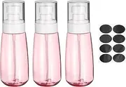 sourcing map 3Pcs Small Spray Bottles, 100ml/3.4 oz Travel Size Spray Bottle Fine Mist Empty Refillable Travel Containers with Labels for Perfume Cosmetic Essential Oil (Pink/Clear)