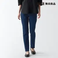 在飛比找momo購物網優惠-【MUJI 無印良品】女有機棉混彈性丹寧合身褲(藍色)