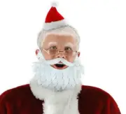 Santa Beard Hat Glasses Costume Kit Kris Kringle Adult Christmas Headgear