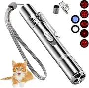 Cat Toys Laser Pointer Red Light Pointer for Dog Kitten Outdoor Flashlight 7 Adjustable Patterns Laser Projection Interactive Toys Classroom Teaching USB Rechargeable