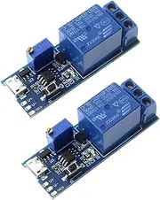 HiLetgo 2pcs DC 5V Trigger Time Delay Switch Relay Module Adjustable Time Delay Control Swtich Trigger Delay Conduction Relay Switch Module Wide Voltage Delay Relay DC 5V-30V Micro USB Power